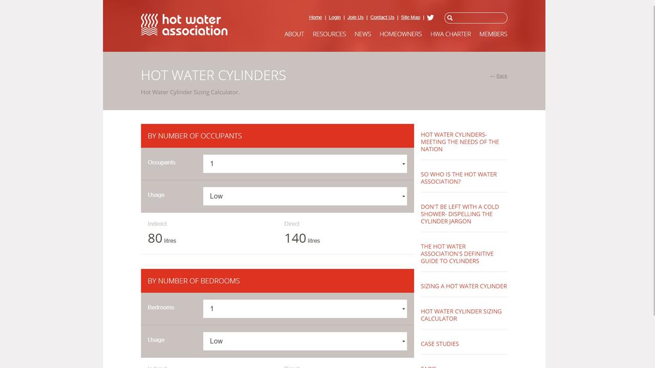 Hot Water Association launches cylinder sizing calculator image