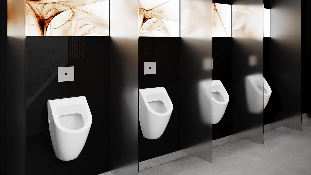 Touch-free urinal flushing from Viega image